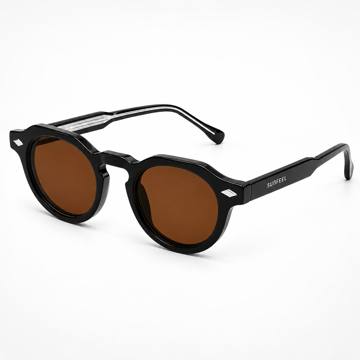 Óculos de sol Palma Atlas Sunfeel, retrô em TR90 preto com lente marrom — imagem 2