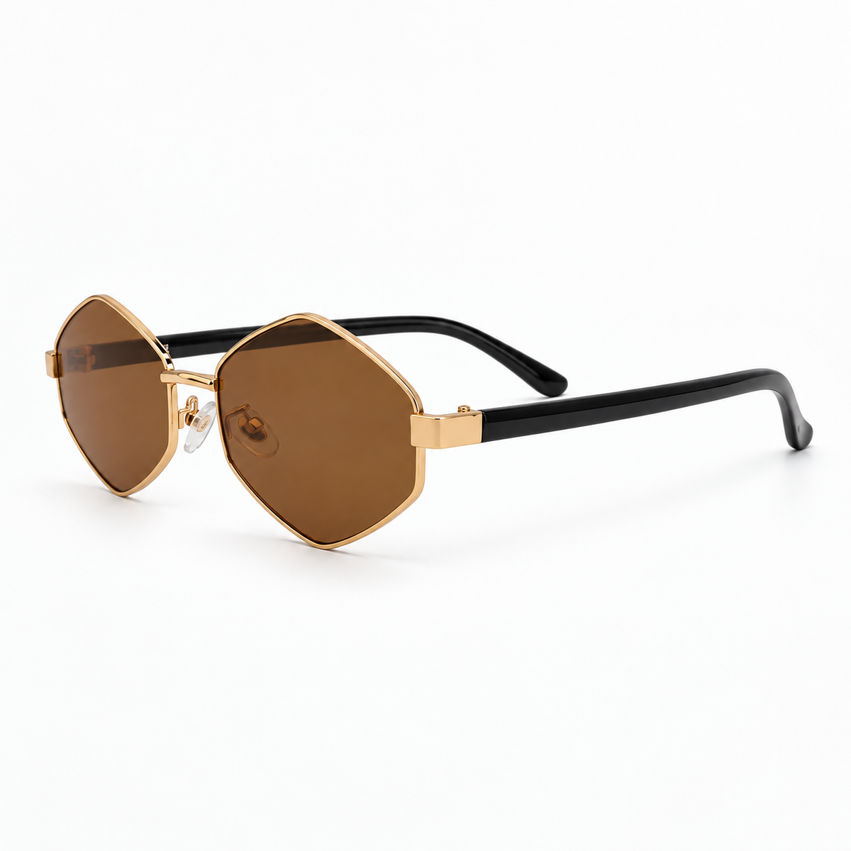 Óculos de sol Palma Áurea Sunfeel, geométrico em metal dourado com lente marrom âmbar — imagem 2