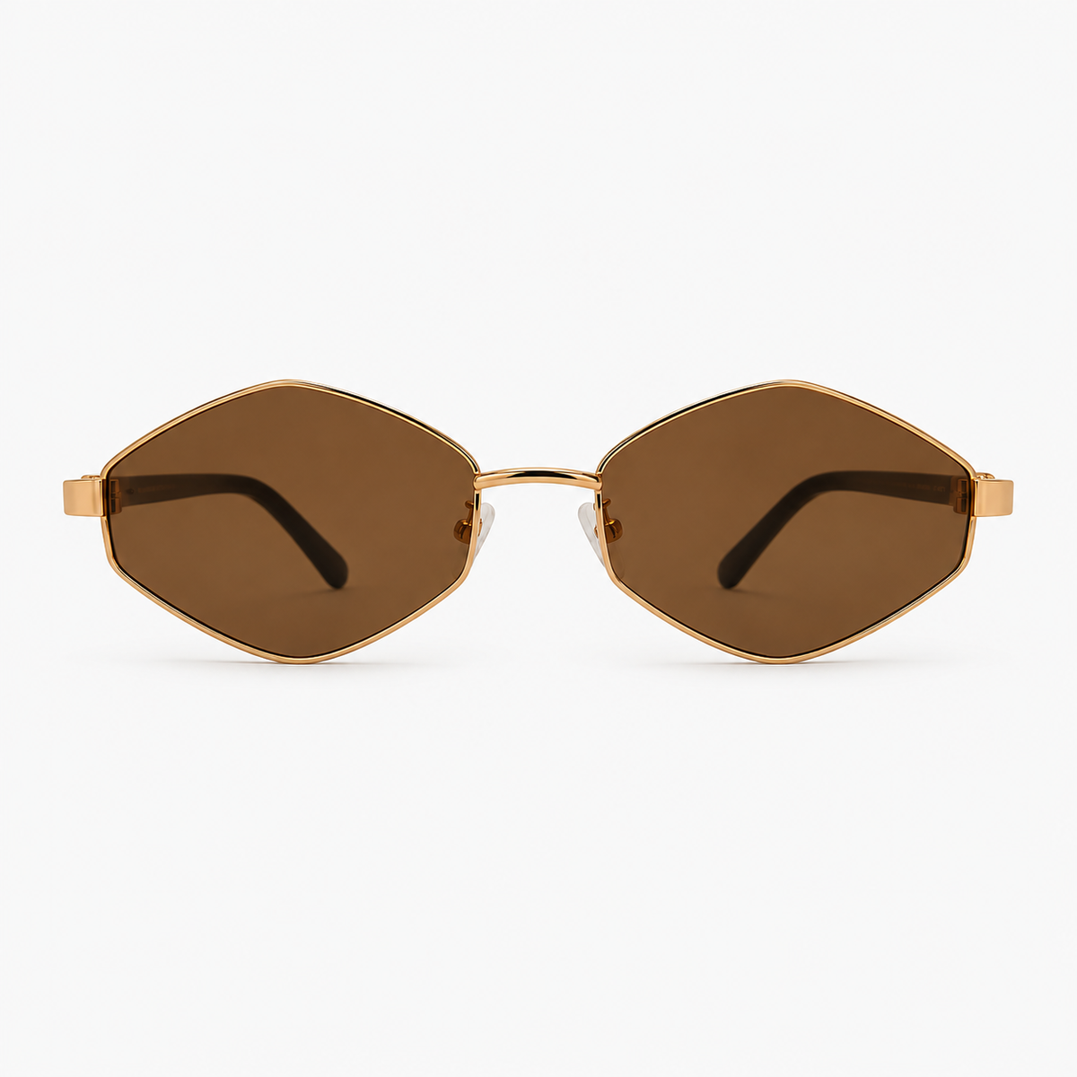 Óculos de sol Palma Áurea Sunfeel, geométrico em metal dourado com lente marrom âmbar