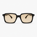 Óculos de sol Palma Costa Sunfeel, retangular em acetato preto fosco com hastes tartaruga e lente marrom claro