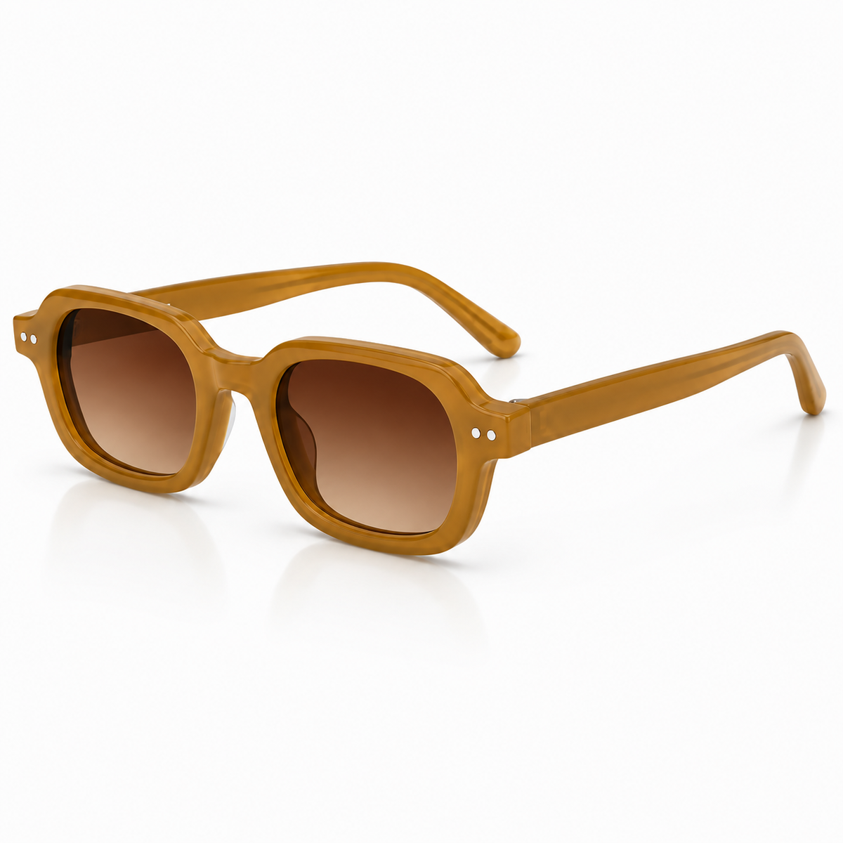 Óculos de sol Palma Duna Sunfeel, retangular retrô em acetato caramelo com lente degradê — imagem 2