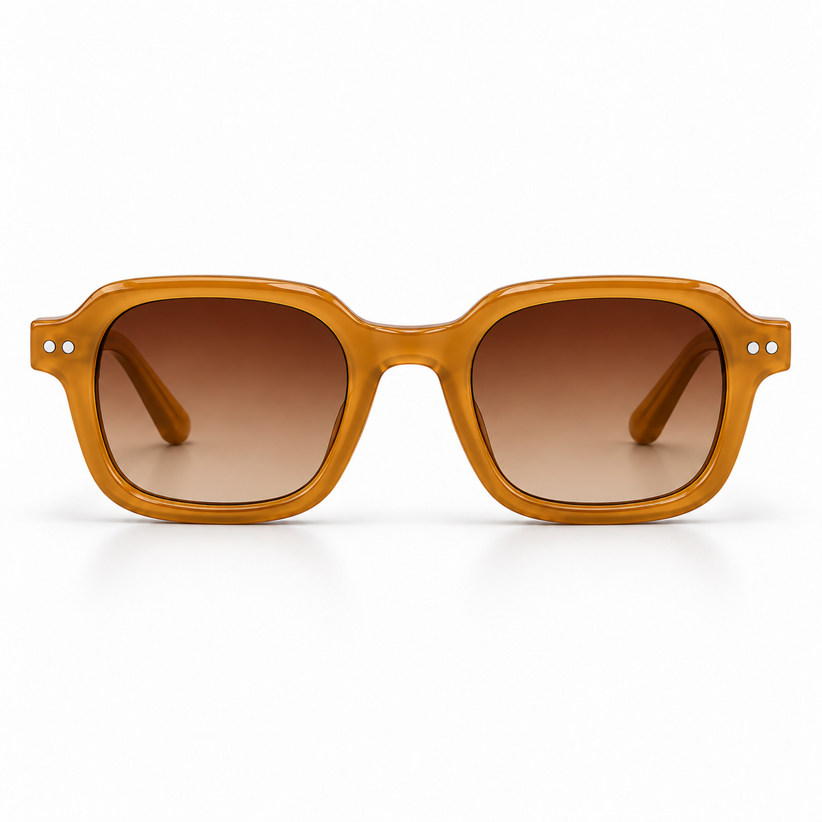 Óculos de sol Palma Duna Sunfeel, retangular retrô em acetato caramelo com lente degradê