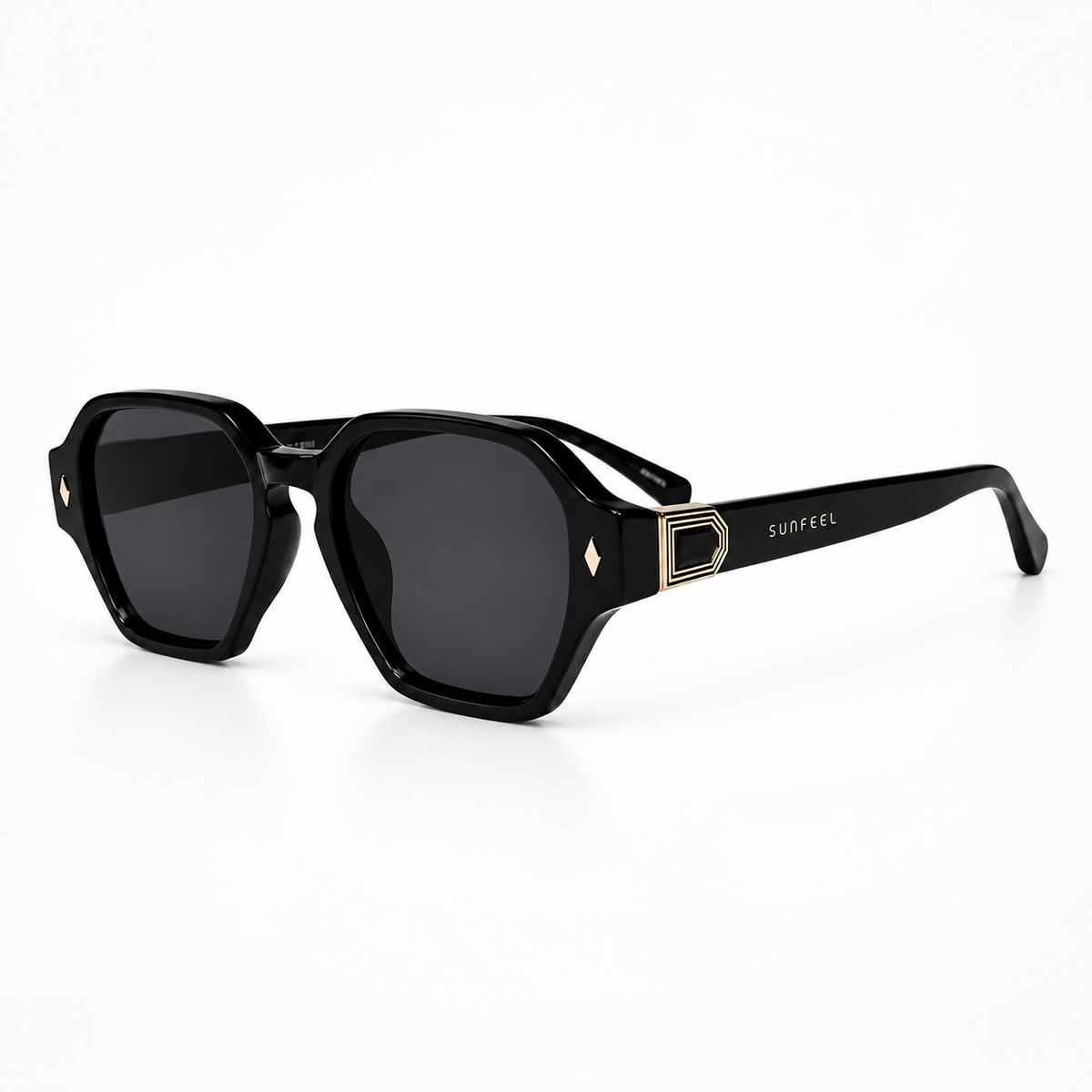 Óculos de sol Palma Elite Sunfeel, hexagonal em acetato com lente degradê — imagem 2