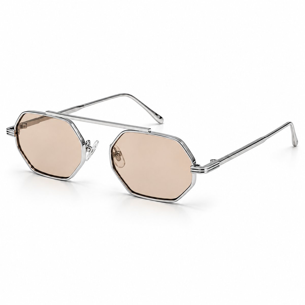 Óculos de sol Palma Fresh Sunfeel, geométrico em metal prata com lente rosé — imagem 2