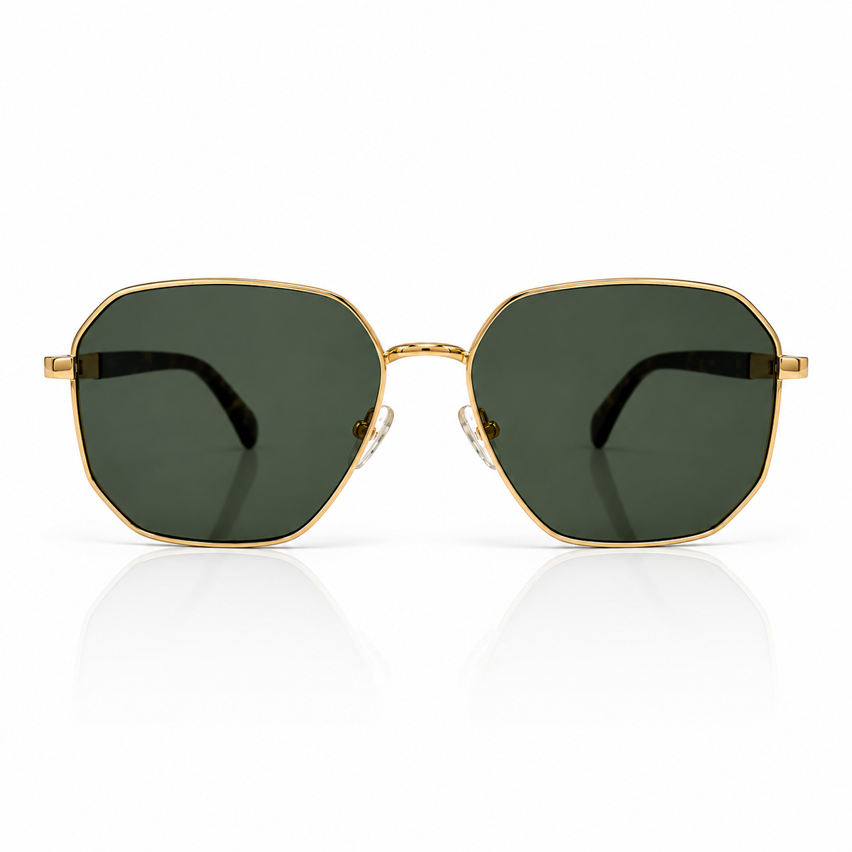 Óculos de sol Palma Gold Sunfeel, geométrico em metal dourado com lente verde — imagem 2