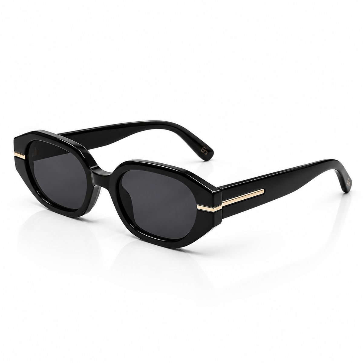 Óculos de sol Palma Luna Sunfeel, oval em acetato preto brilhante com lente fumê — imagem 2