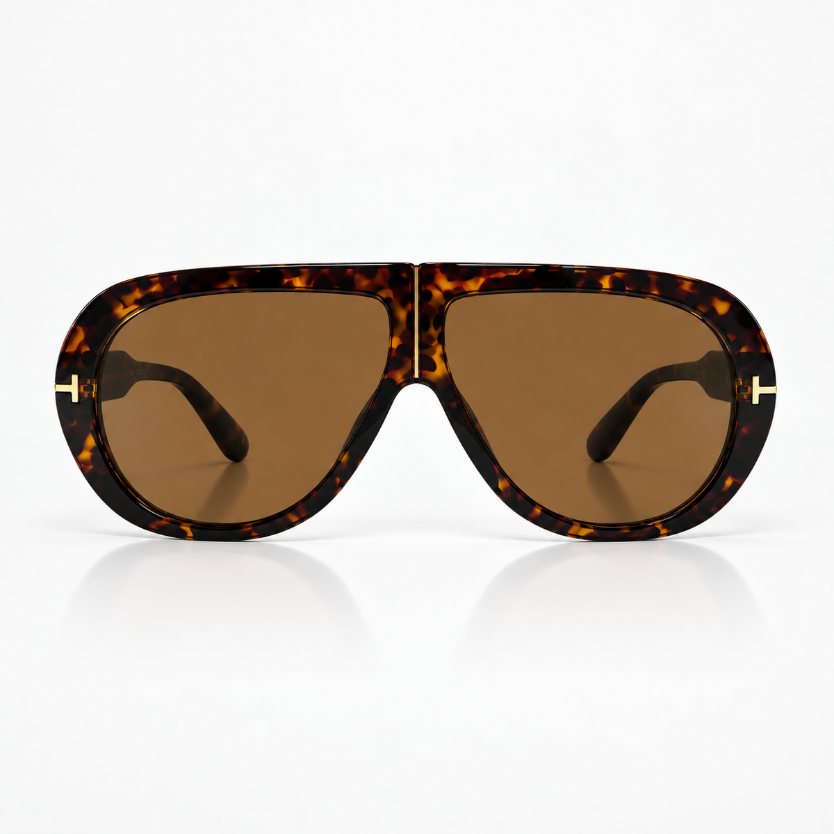 Óculos de sol Palma Style Sunfeel, máscara oversized em acetato tartaruga com lente marrom âmbar