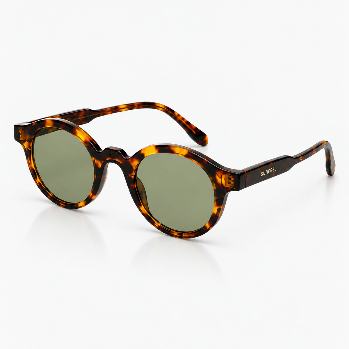 Óculos de sol Palma Turtle Sunfeel, redondo em acetato tartaruga com lente verde — imagem 2